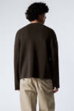 Dark Brown - Boxy Knitted Cotton Sweater - 2