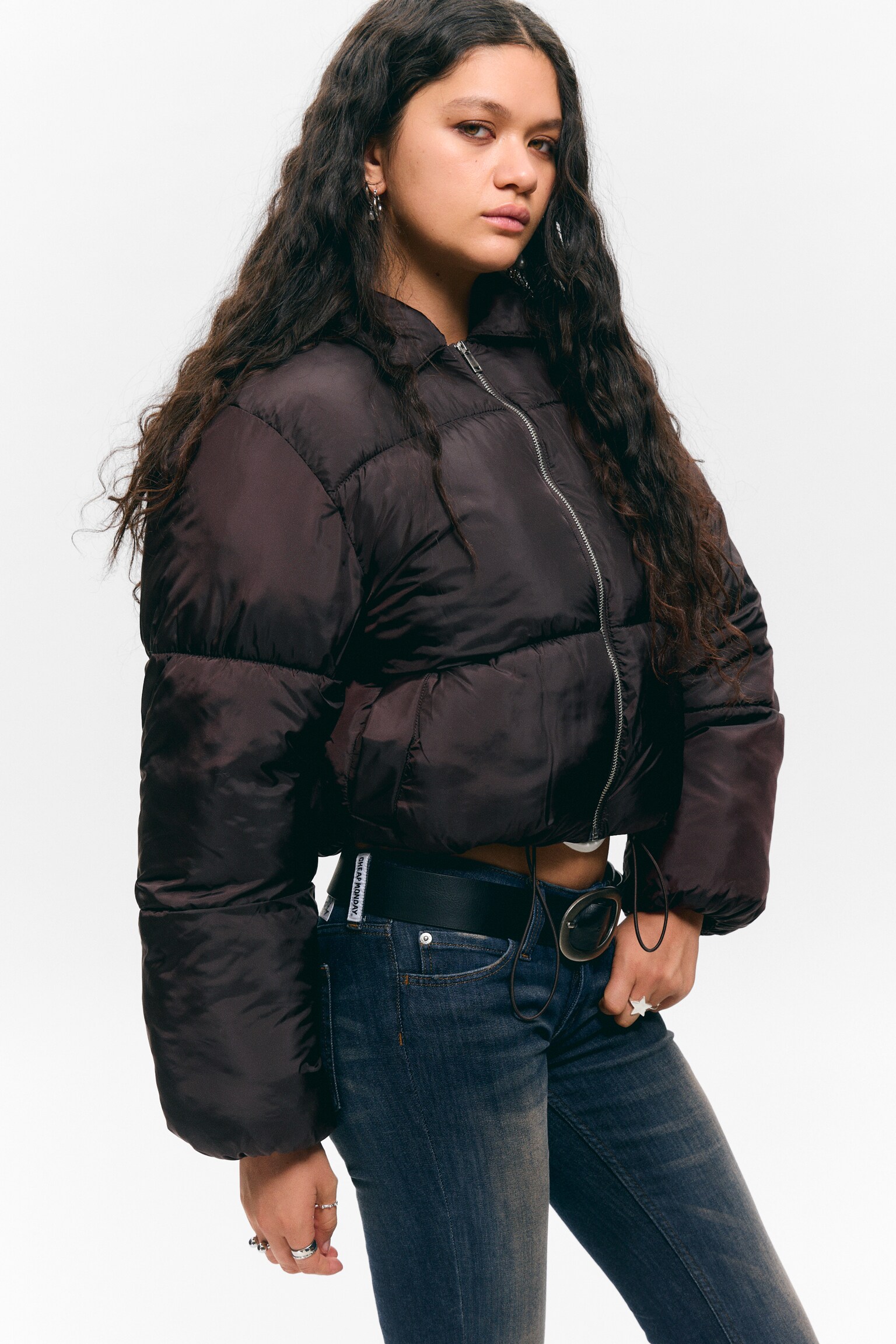Pufferjacke mit Kragen - Dunkelbraun/Schwarz - 4