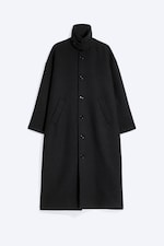 Black - Herringbone - Oversized Wool-Blend Car Coat - 5