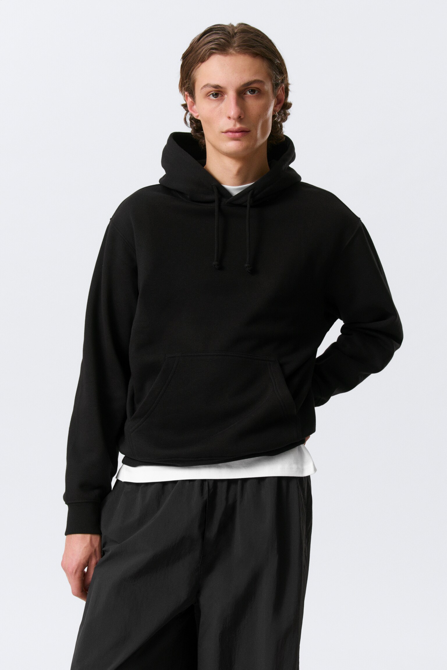 Klassischer Hoodie - Schwarz/Grau meliert - 1