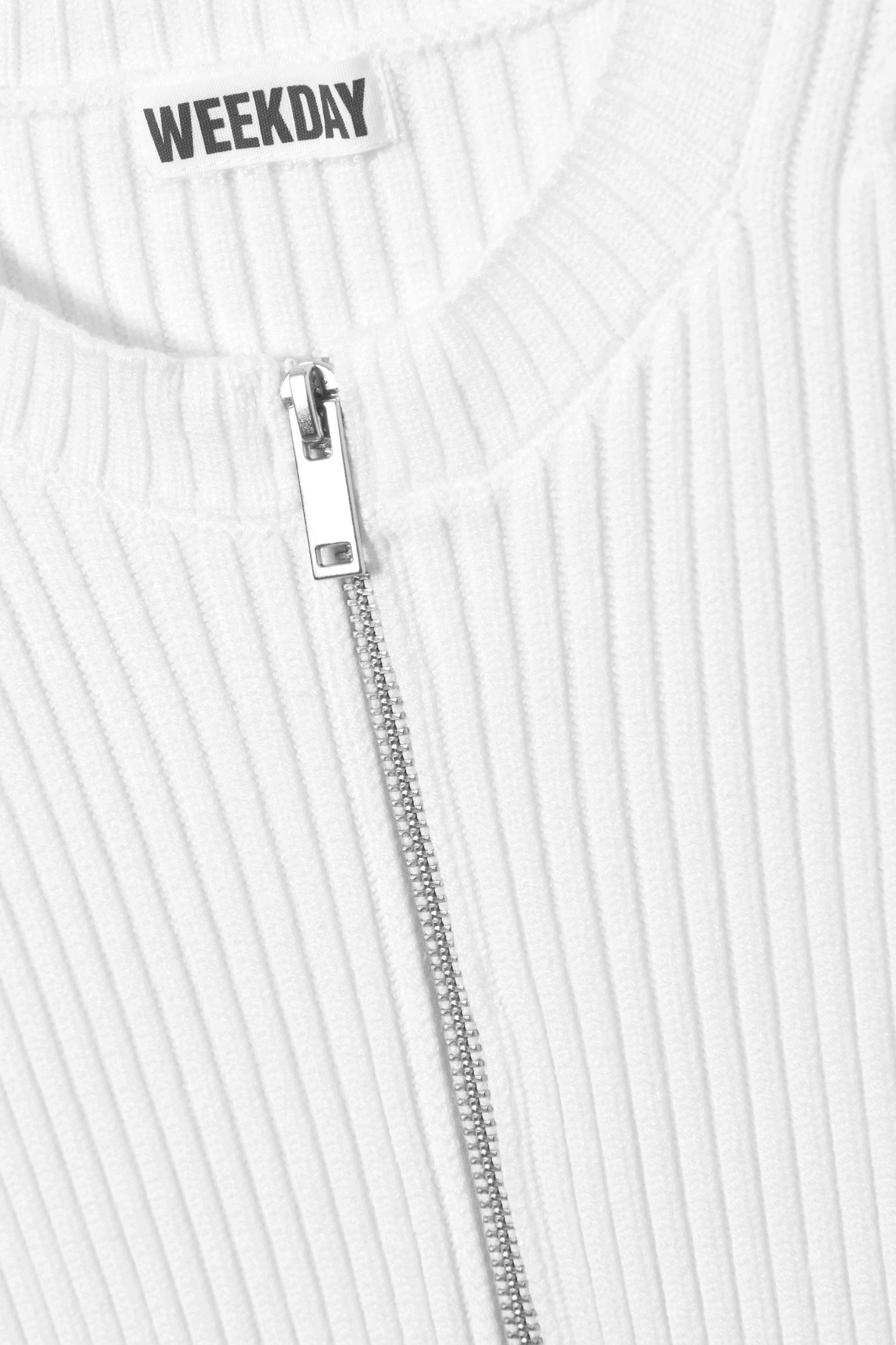 Off-white - Ribbed Fitted Zip Cardigan - 5