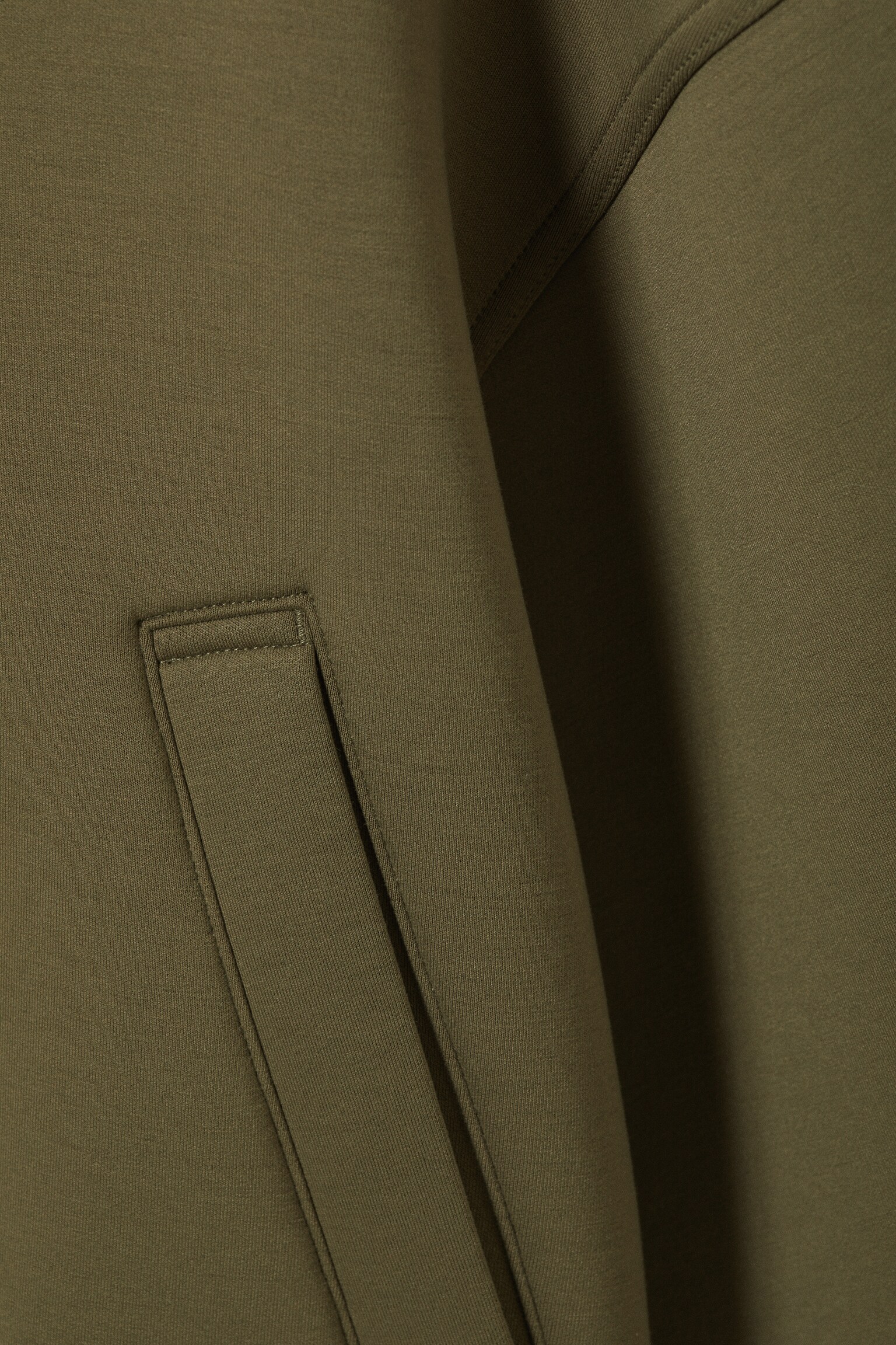 Loose Scuba Bomber Jacket - Khaki Green - 2