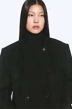 Black - LOGAN DOUBLE-BREASTED WOOL-BLEND COAT - 1
