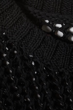 Schwarz - Gestrickter Netzpullover - 1