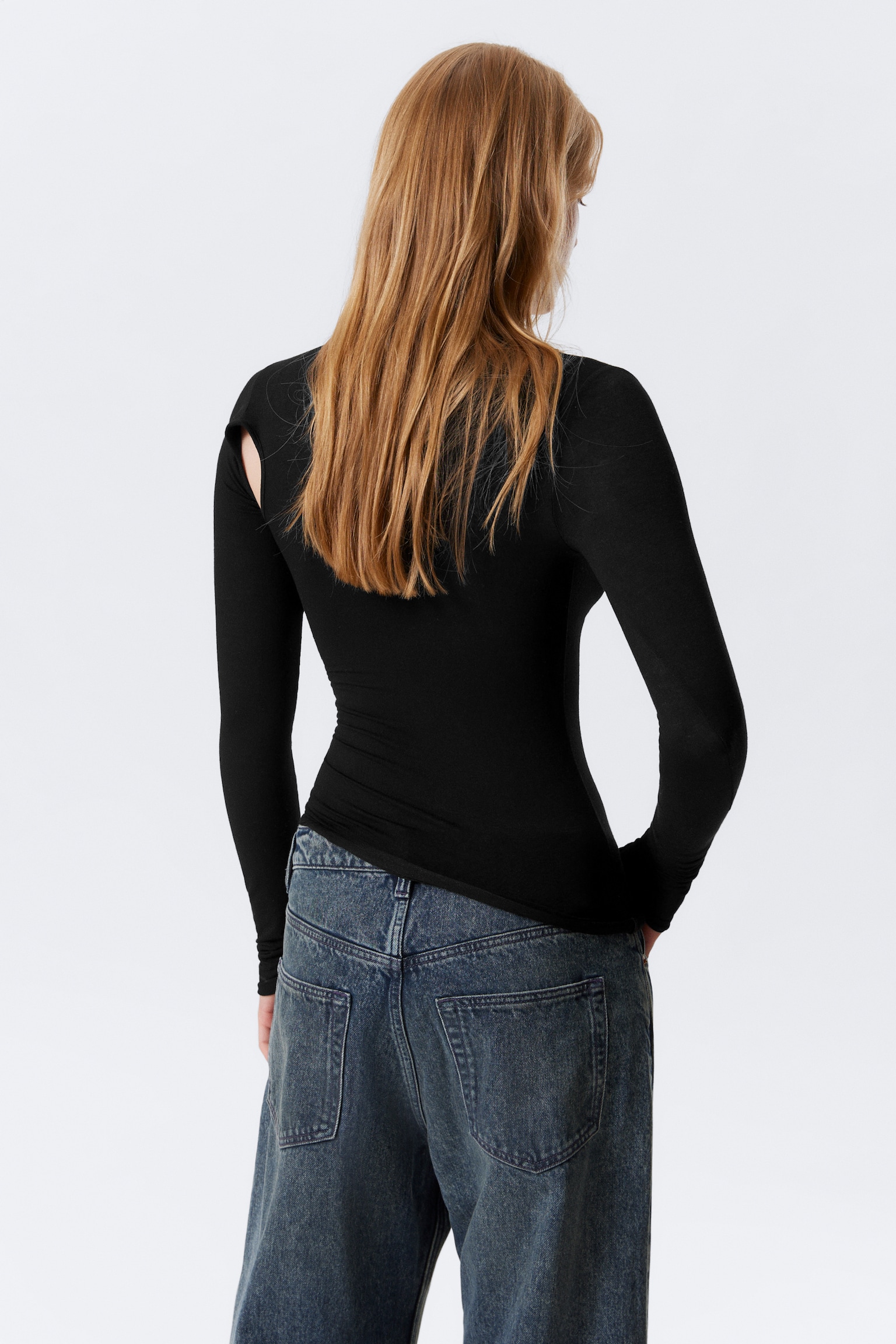 ASYMMETRIC RIB LONG SLEEVE - Čierna - 5