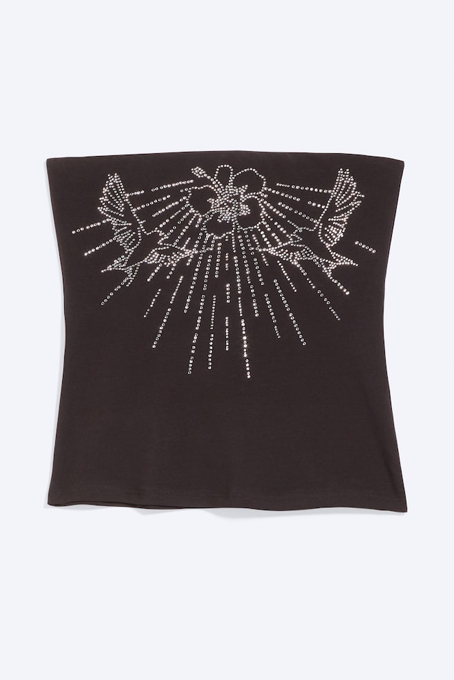 Tube-Top mit Strasssteinen - Dunkelbraun - Strass - 1