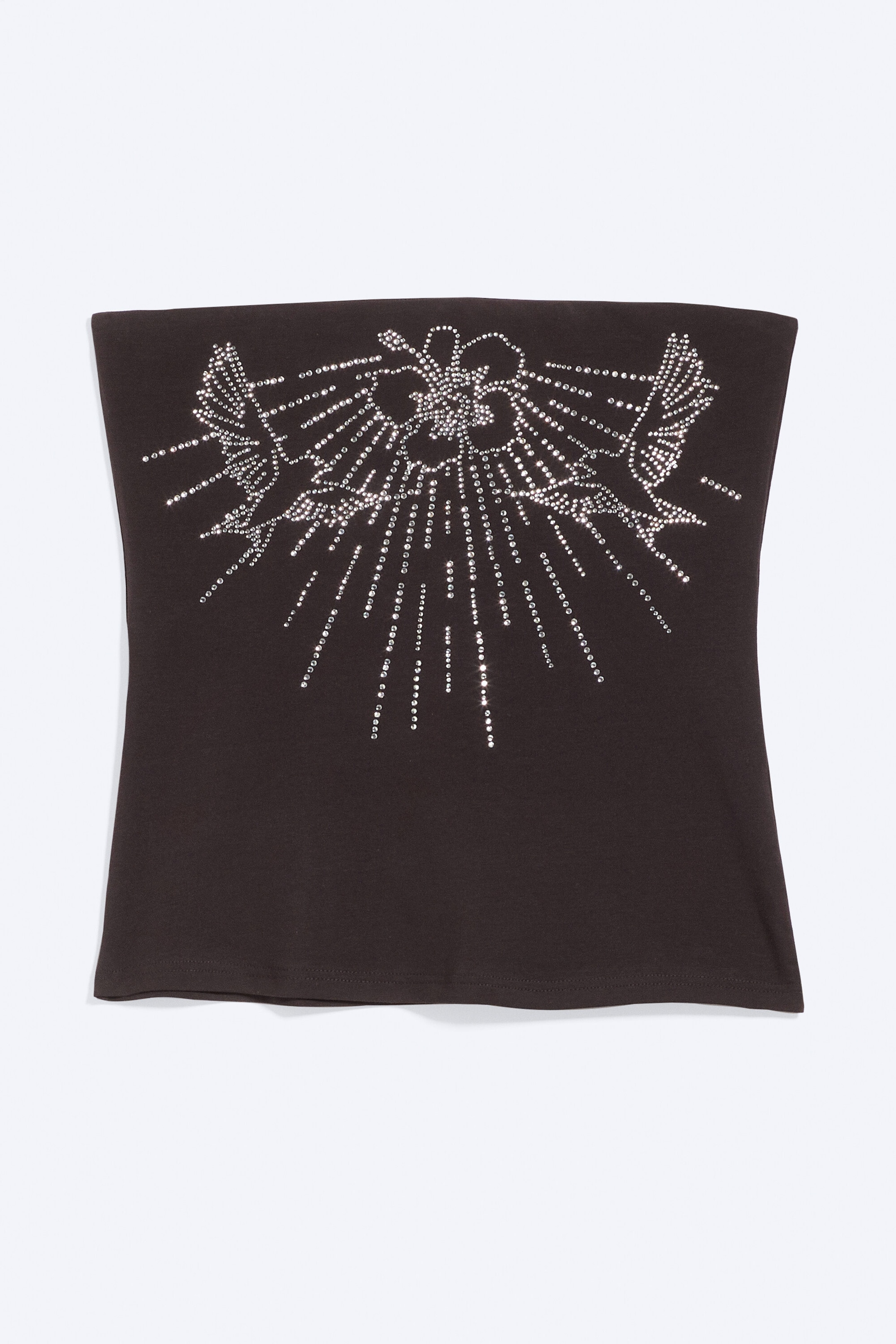 Dunkelbraun - Strass - Tube-Top mit Strasssteinen - 3