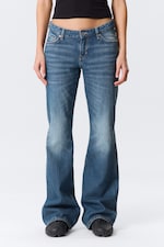 Mine Blue - Mellanblå - Nova Low Waist Slim Bootcut Leg Jeans - 1