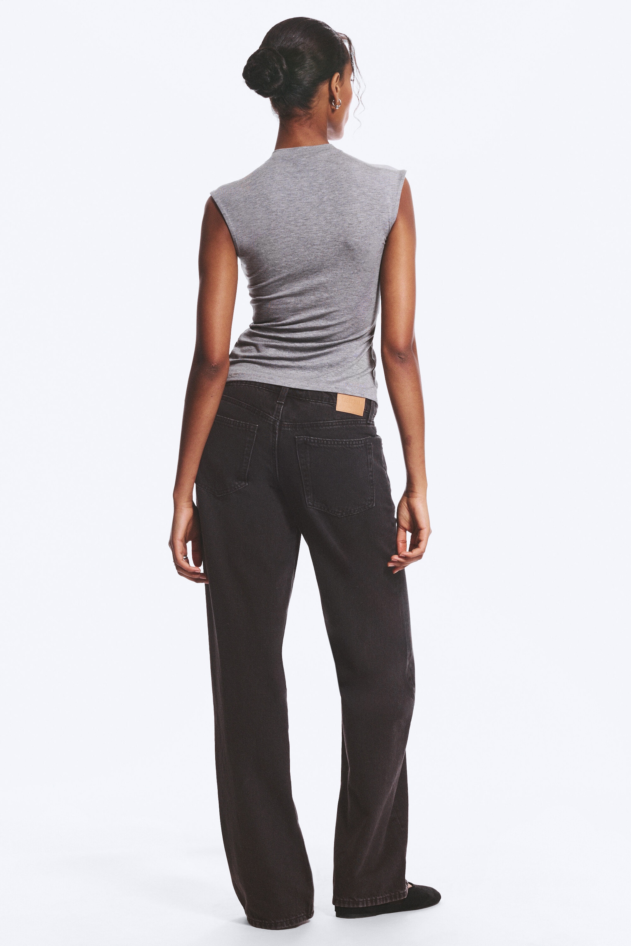 Ink Black - Black - Ample Low Rise Loose Wide Jeans - 3