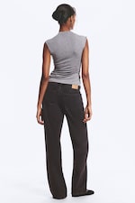 Ink Black - Black - Ample Low Rise Loose Wide Jeans - 3