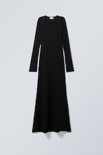 Black - Long Sleeve Maxi Dress - 0