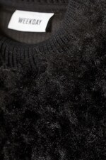 Black - Fluffy Faux Fur Sweatshirt - 1