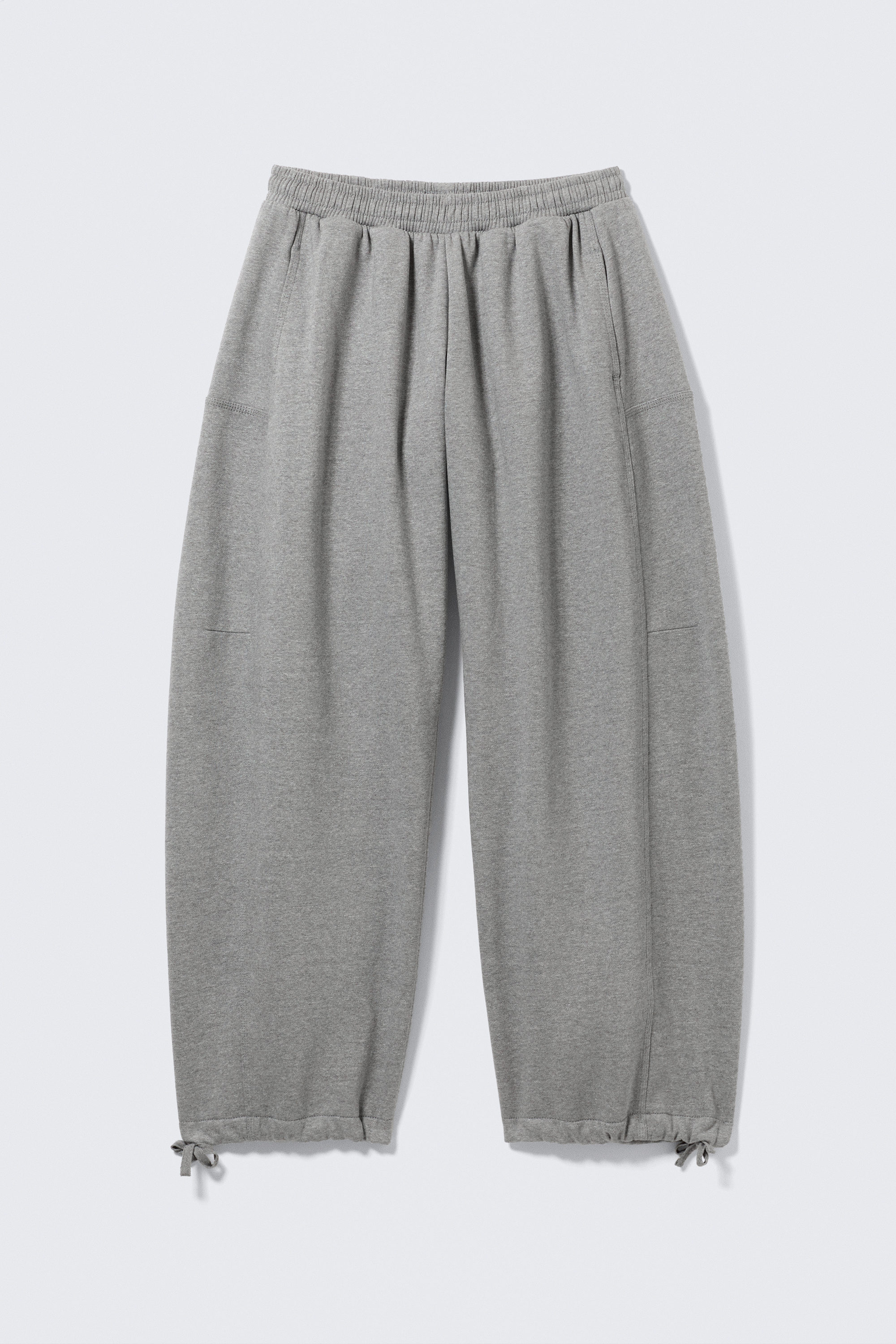 Grey Melange - Loose Cutline Cotton Fleece Sweatpants - 1