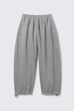 Grau meliert - Locker geschnittene Sweatpants aus Baumwollfleece - 3