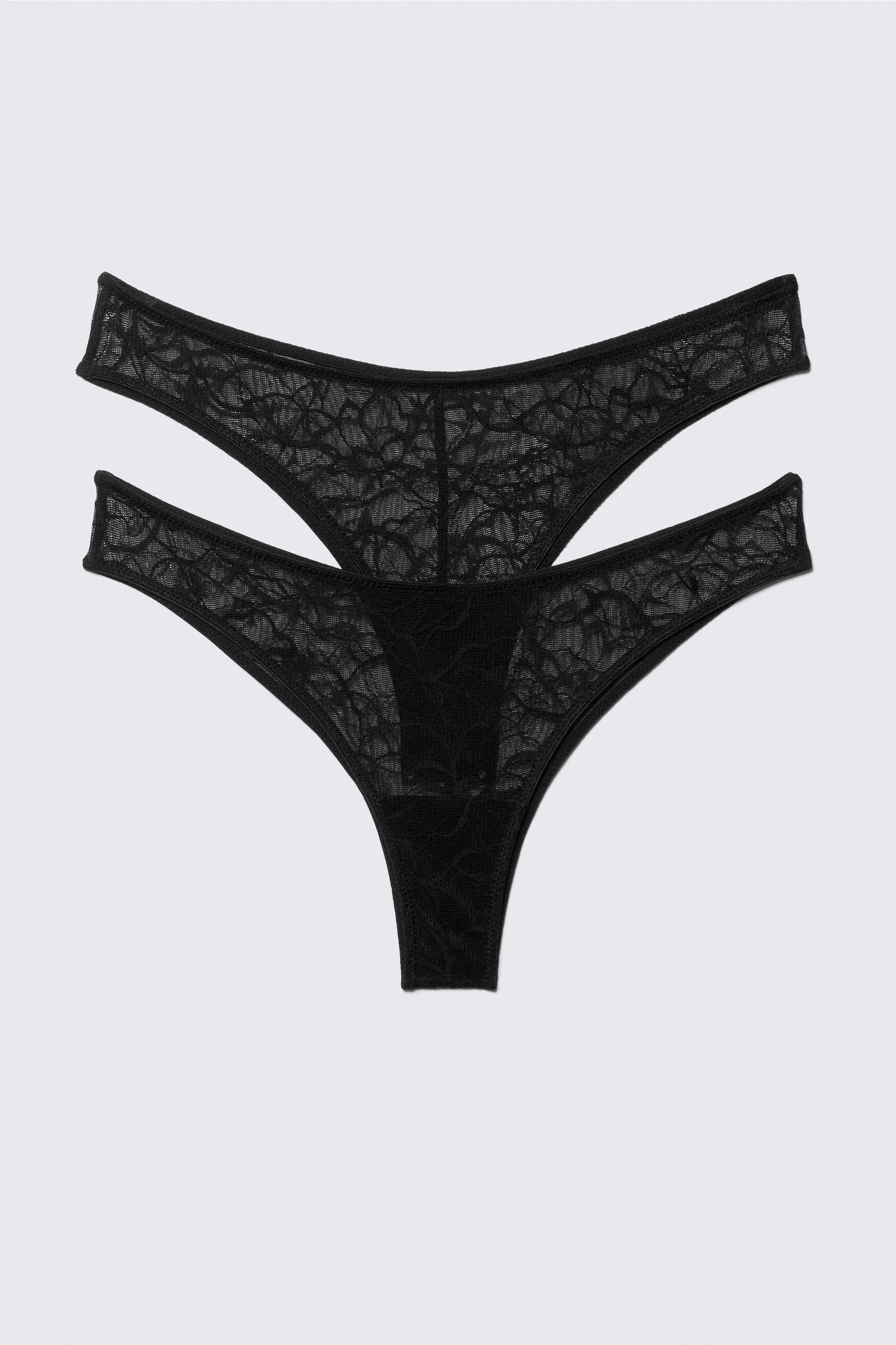Black - 2-pack Swirly Lace Brazilian Briefs