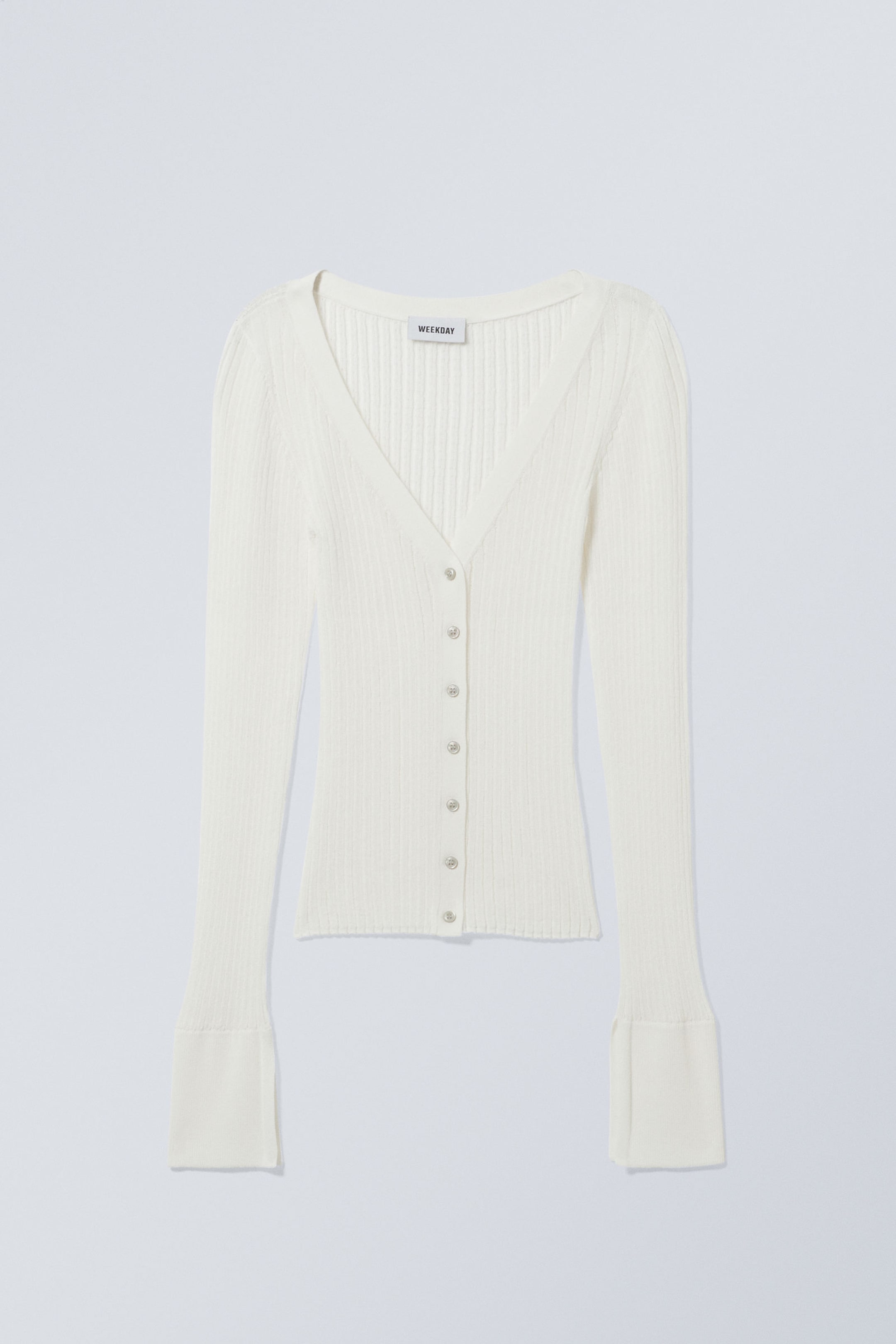 White - Pointelle Knitted Cardigan - 1