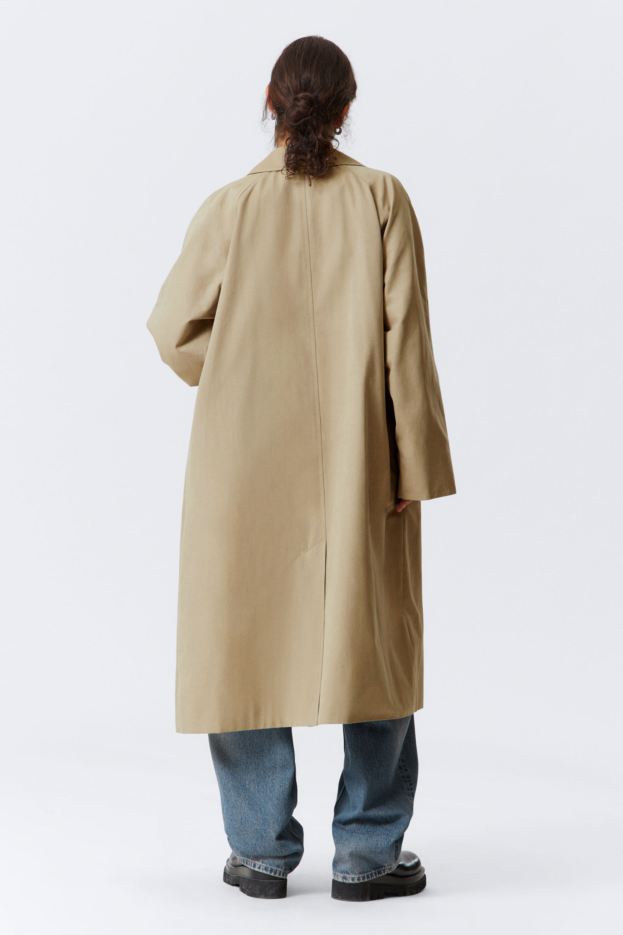Beige - Single-Breasted Oversized Car Coat - 3