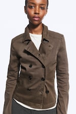 Dark Brown - Fitted Double-Breasted Cotton Twill Jacket - 3