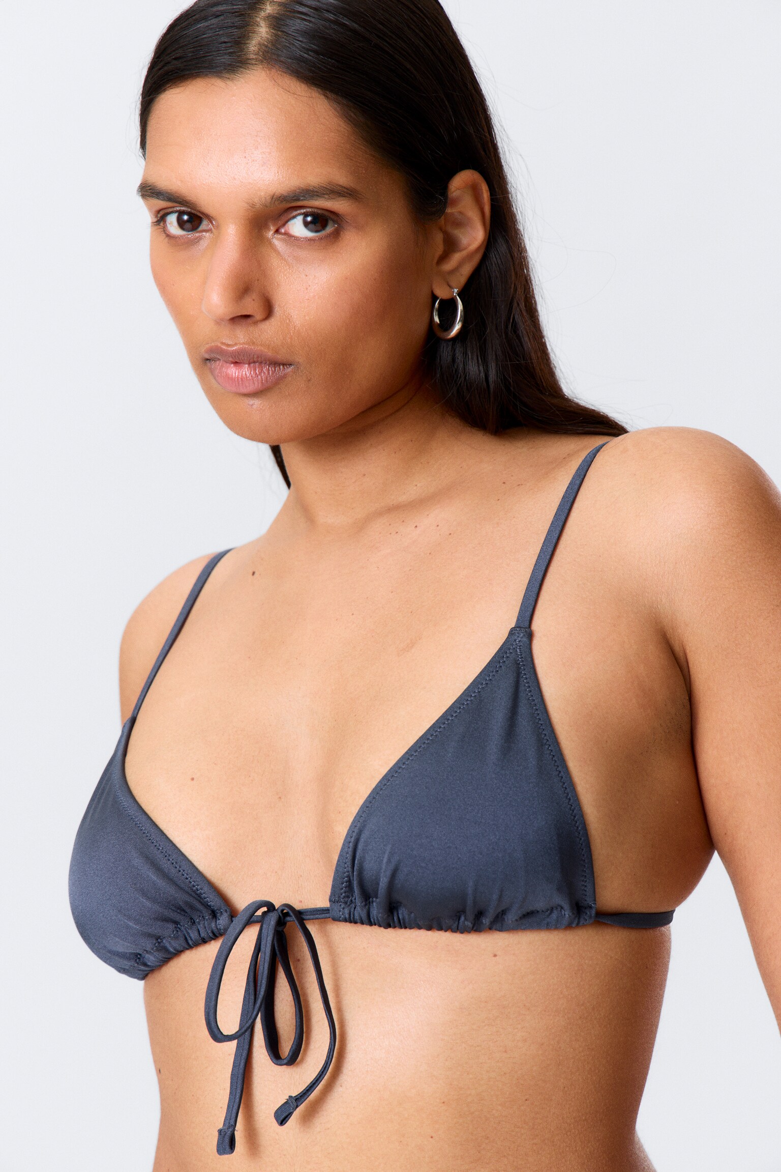 Top de bikini triangular - Azul oscuro/Gris oscuro/Marrón oscuro - 7