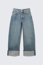 Blue - Fold Up - Peggy Low Rise Loose Baggy Leg Jeans - 5