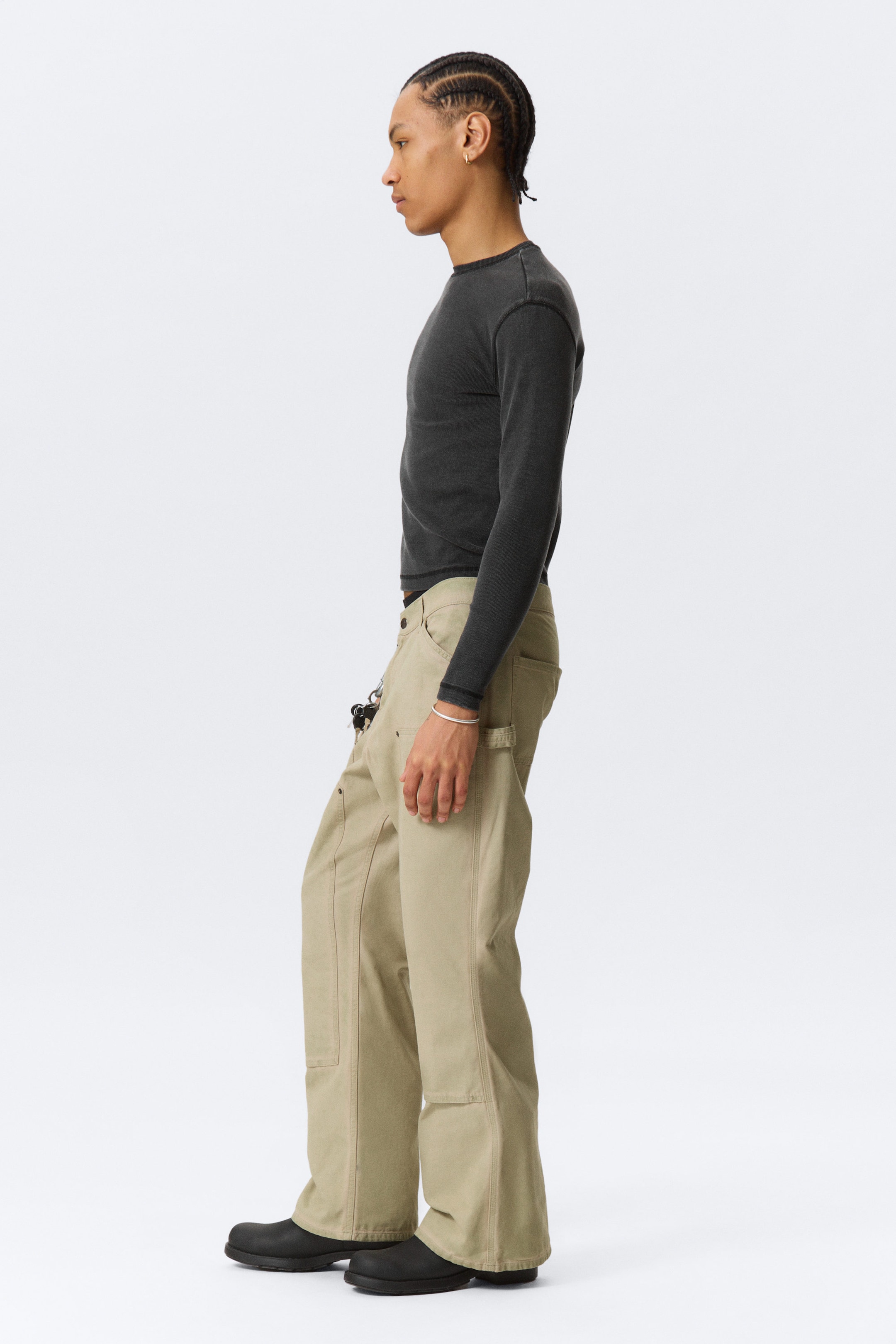 Washed Beige - GIA F FLARED WORKWEAR TROUSERS - 2