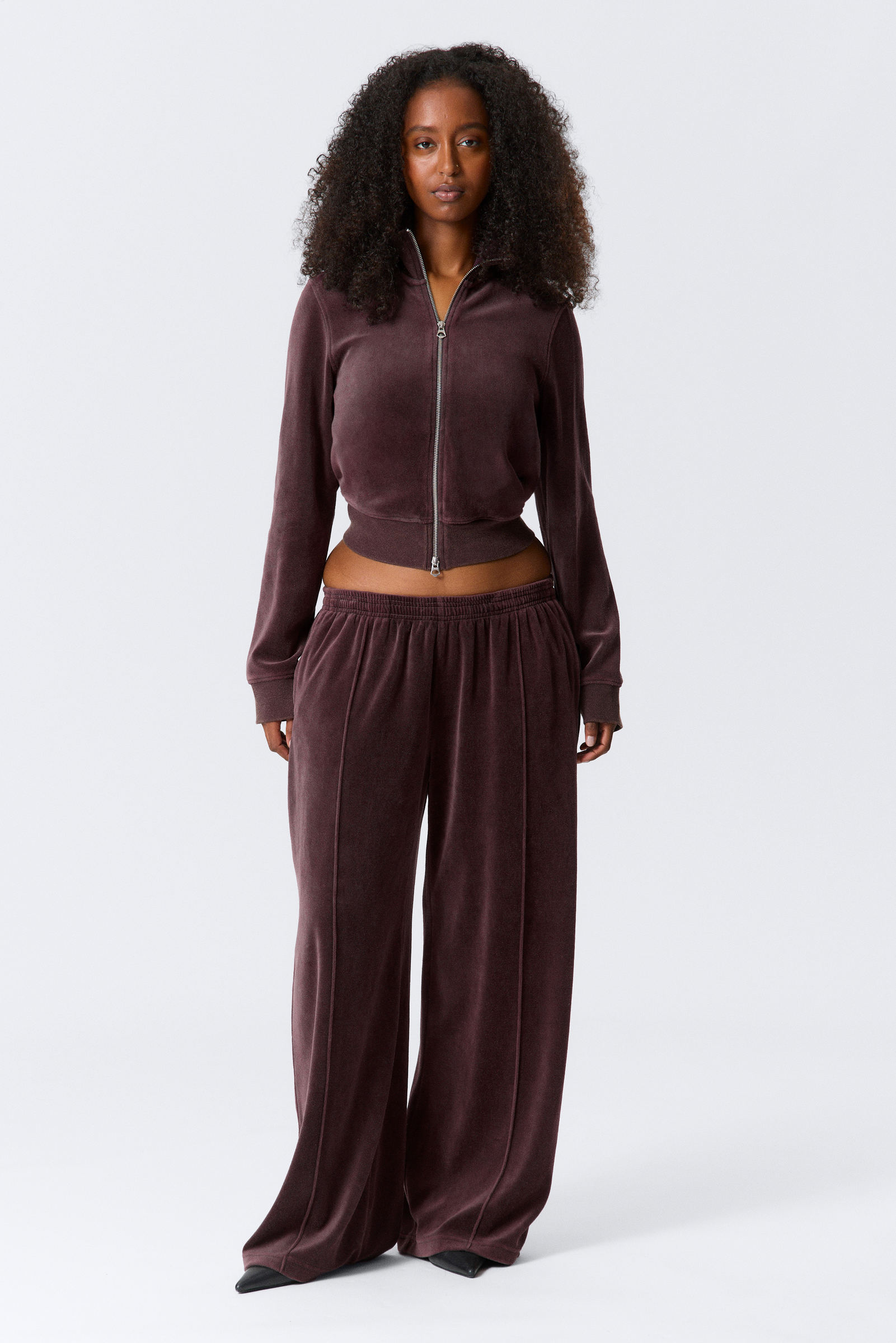 Loose Washed Velvet Track Trousers