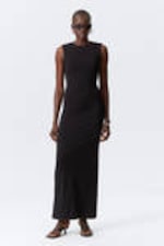 Black - Sleeveless Cotton Jersey Maxi Dress - 0