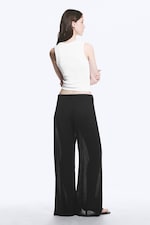 Black - Crinkled Low-Rise Wide-Leg Trousers - 2