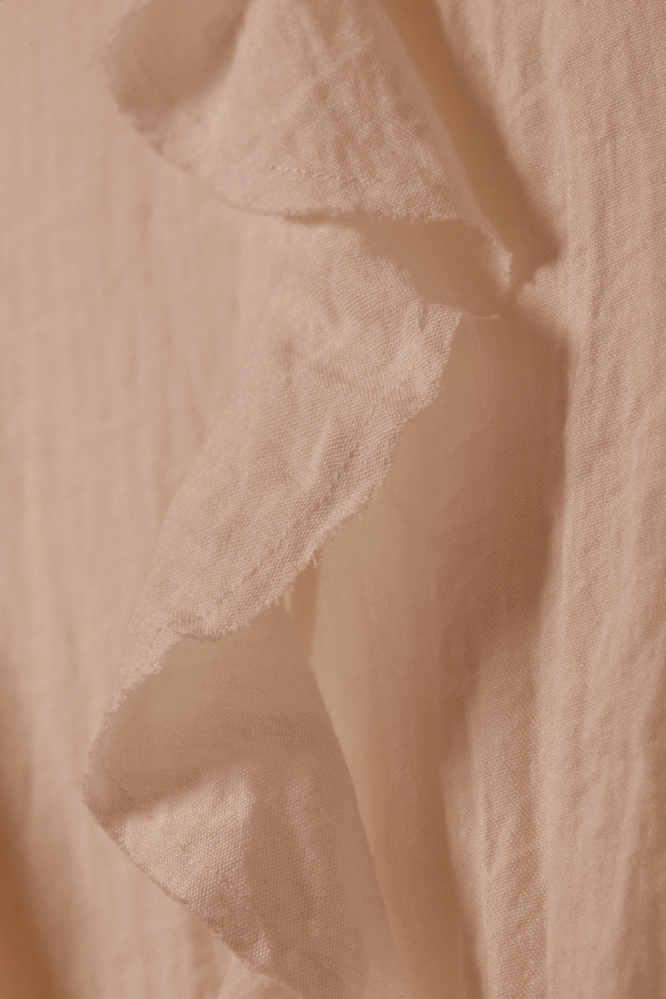 Beige - Frilled Tie-Front Top - 2