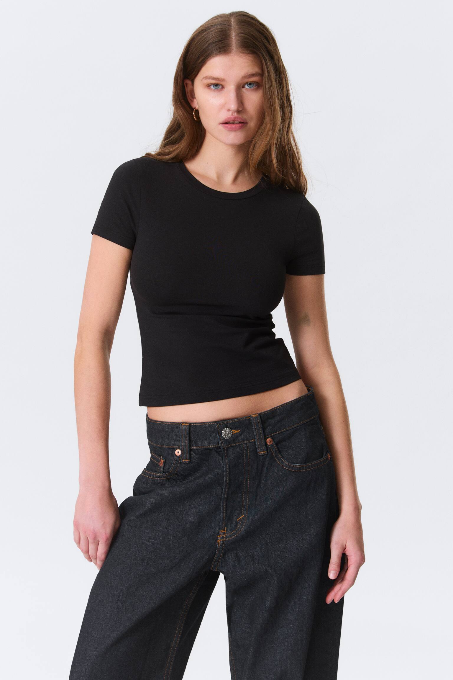 T-shirt Mini Justa - Preto/Branco/Cinzento mesclado/Risca de giz azul-marinho/verde - 1