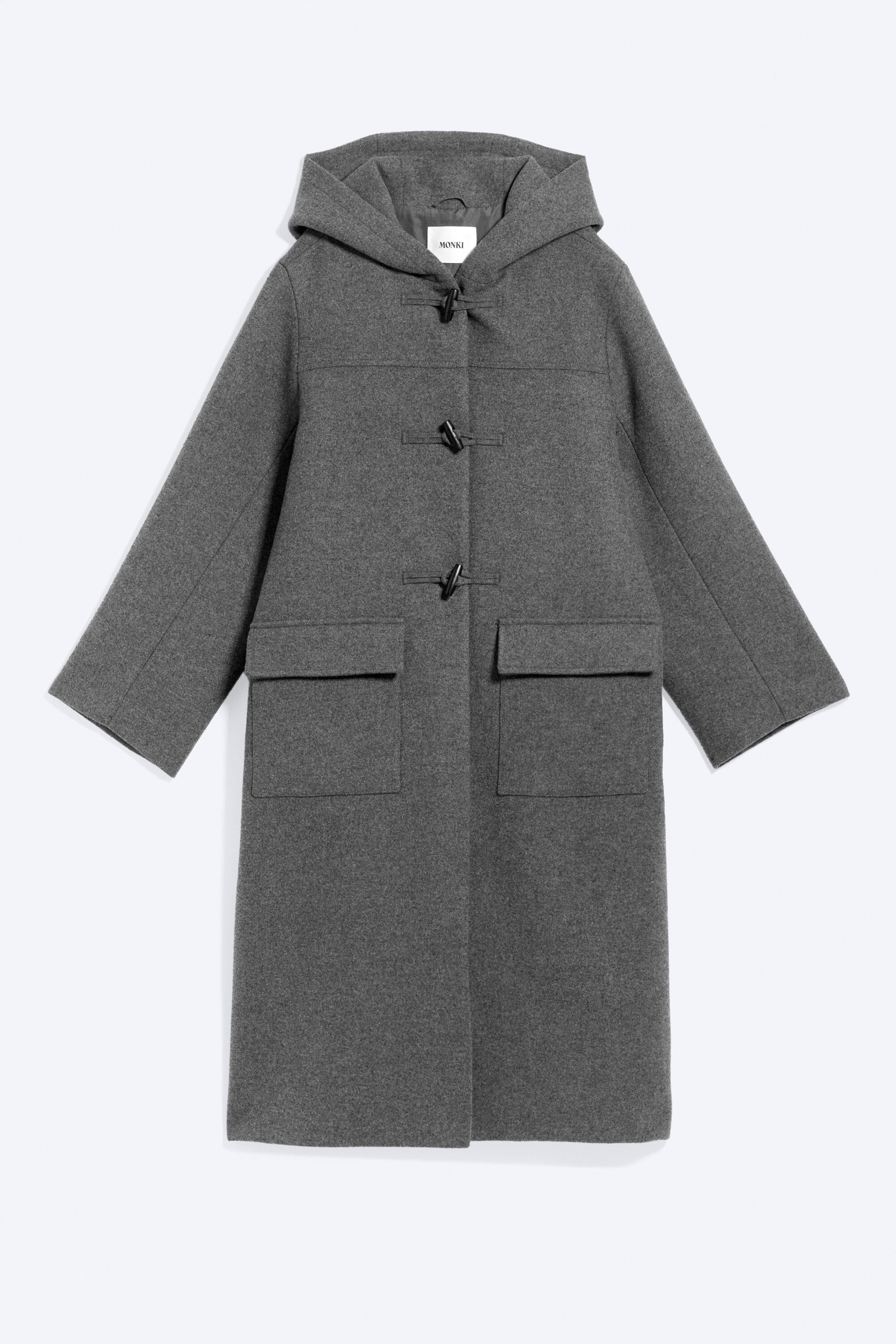 Grey Melange - A-line duffel coat - 2