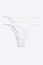 Weiß - 2er-Pack - Minimalistische gerippte Tangas - 3