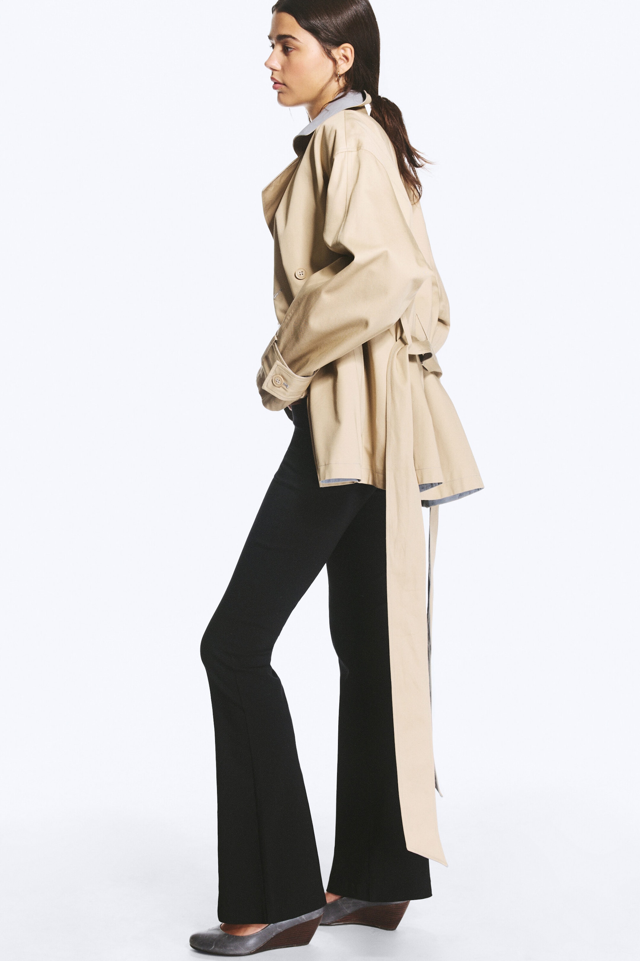 Beige & Light Grey - Trench-coat réversible à double boutonnage - 4
