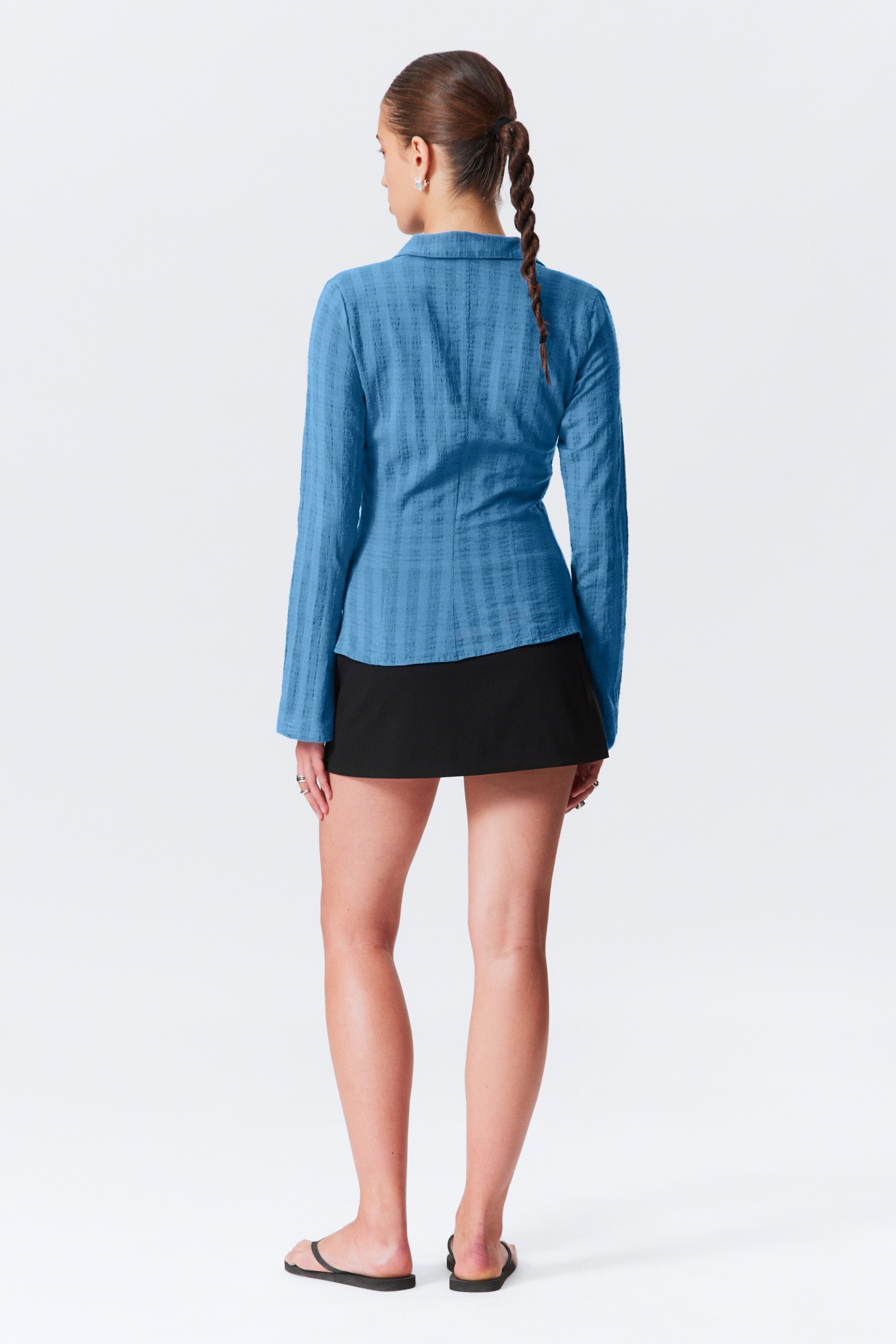 Visualizza immagine più grande: Blusa a coste Slim Fit - Blu - DONNA | H&M IT 4