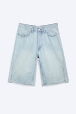 Dream Blue - Hellblau - Mid Waist Loose Dart Detailed Denim Shorts - 4