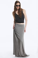 Dusty Grey Melange - Mid Waist Maxi-kjol - 0