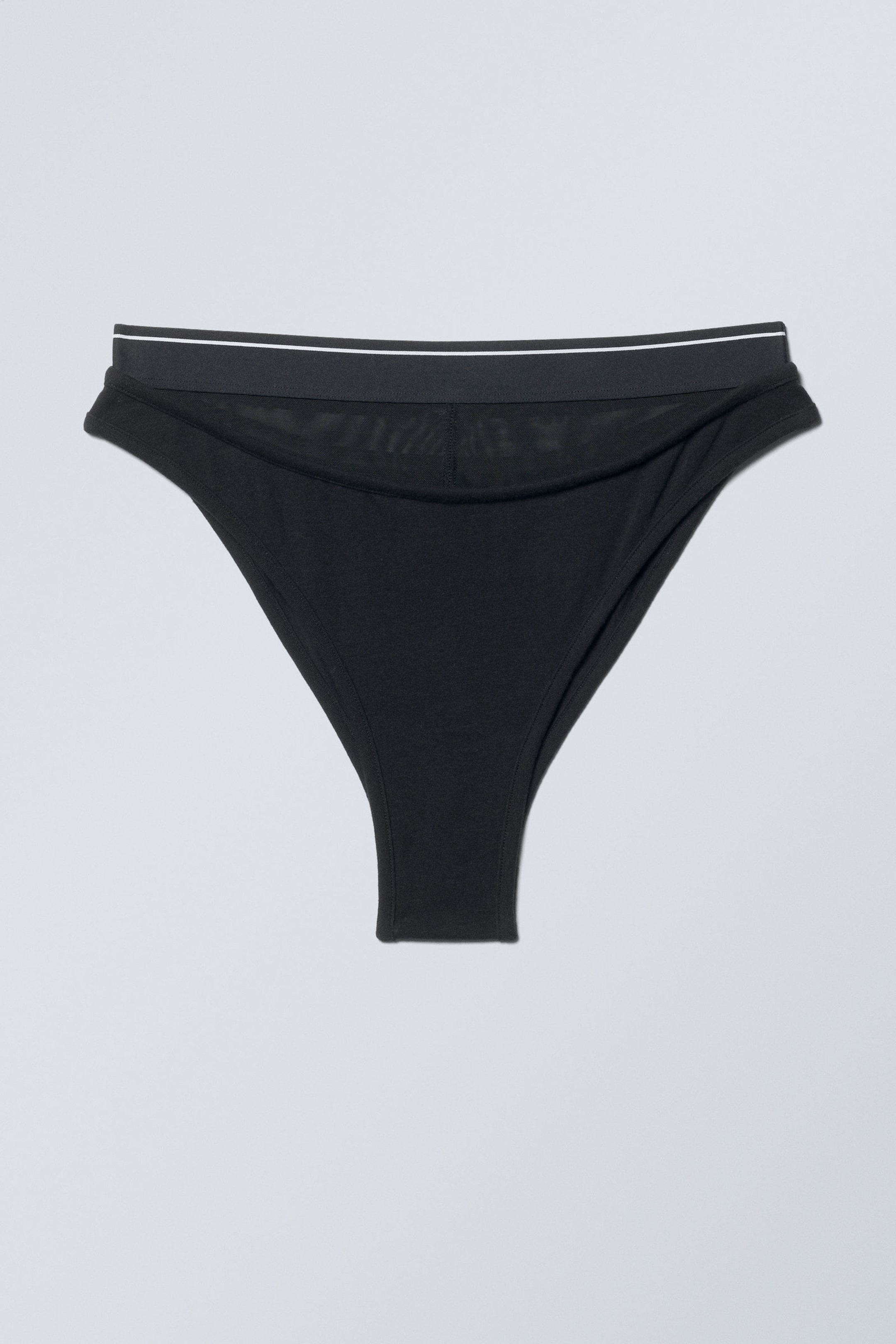 Schwarz - Brazilian-Slip aus doppellagigem Baumwoll-Mesh