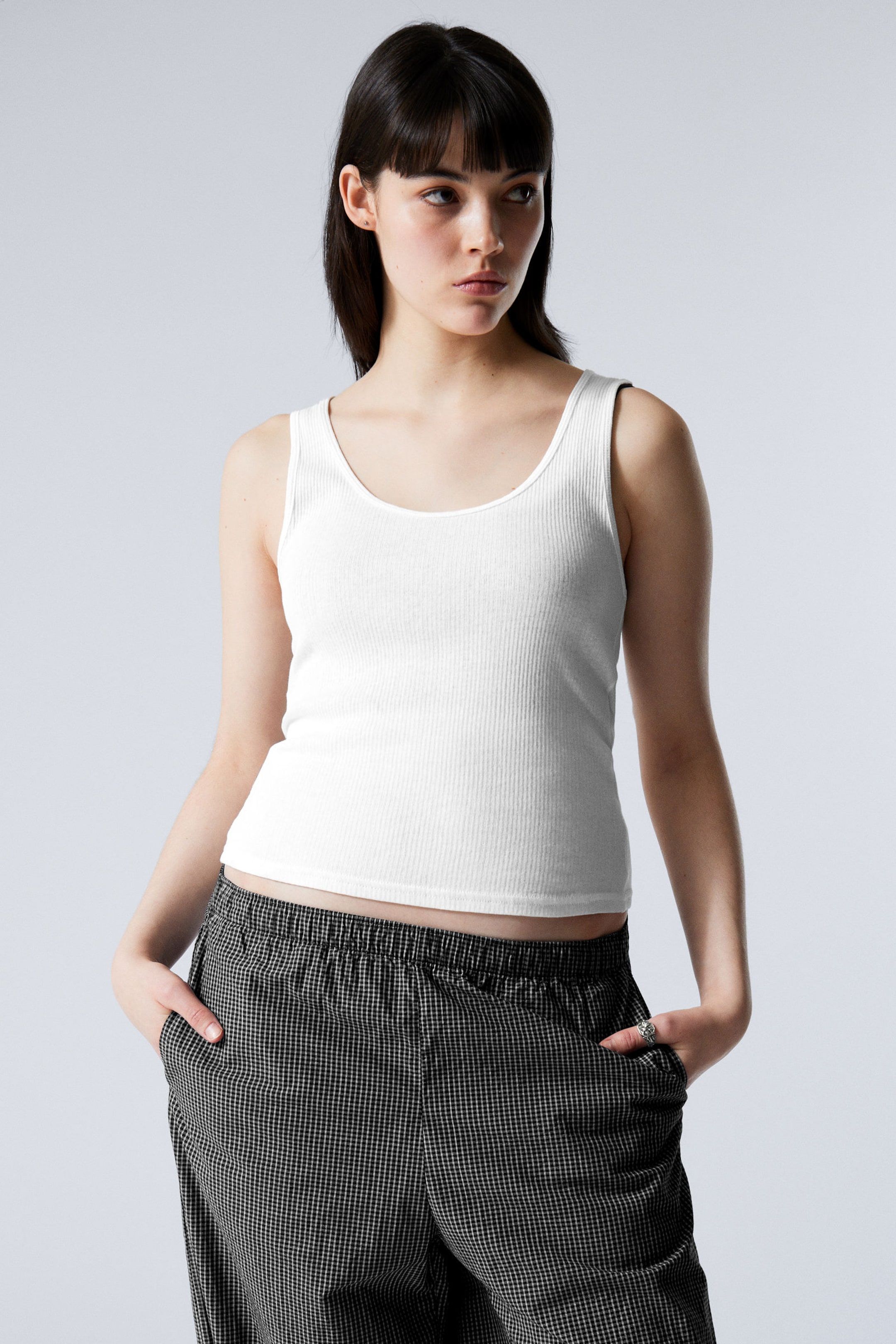 #F0EEED - Sheer Rib Tank Top - 1