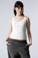 White - Sheer Rib Tank Top - 0