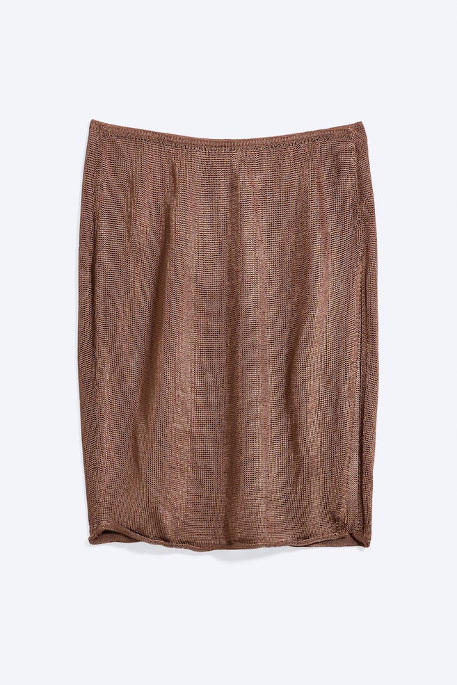 Midi gonna in maglia a vita media - Marrone - 1