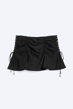 Black - Ruched Mini Skirt - 0