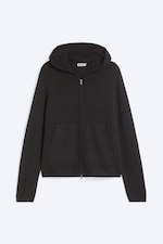 Brown/Navy Stripe - Relaxed Knitted Zip Hoodie - 0
