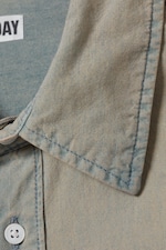 Blå sand - Oversized Long-Sleeved Denim Shirt - 1