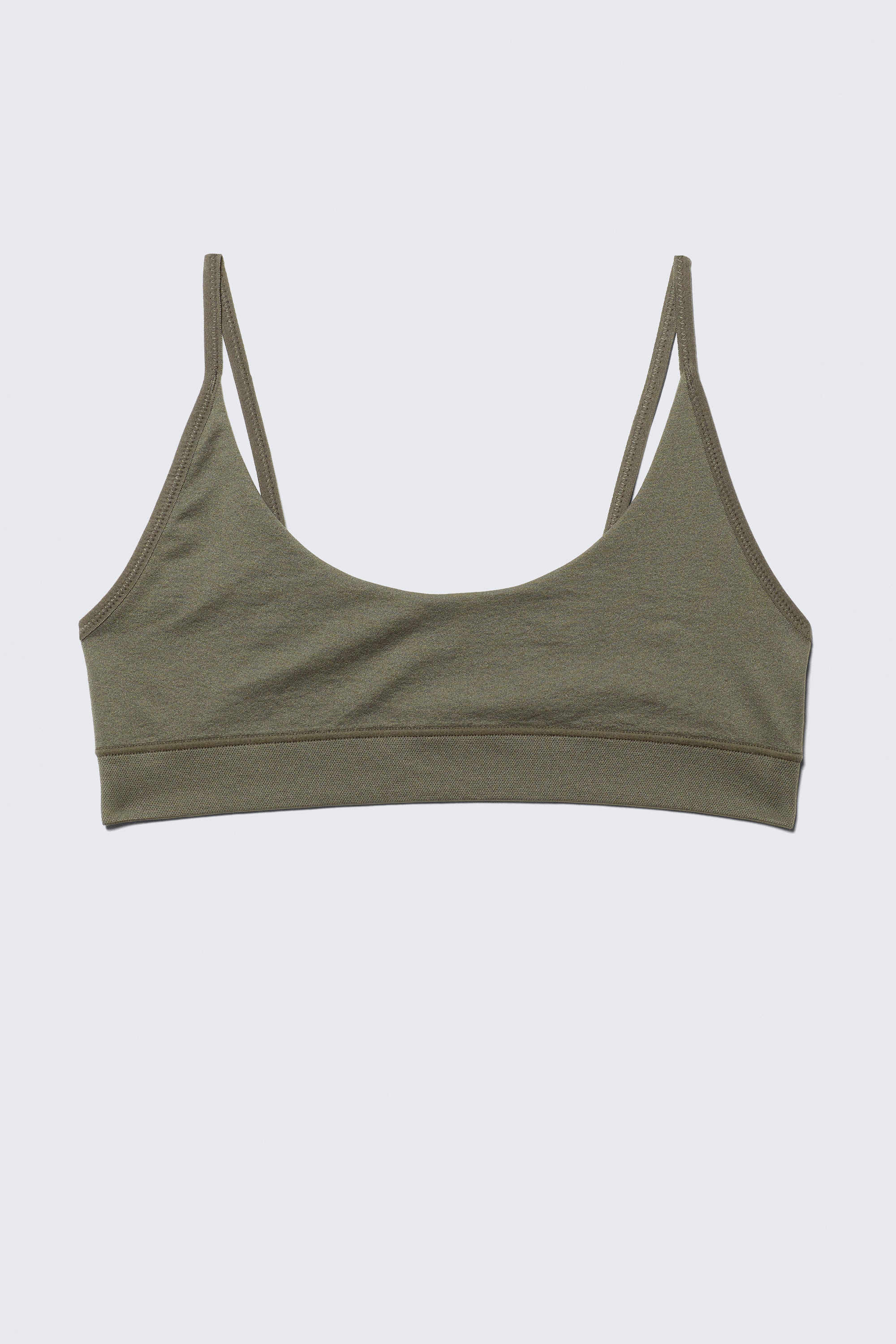 Dark Khaki Green - Soft Seamless Scooped Bra - 1