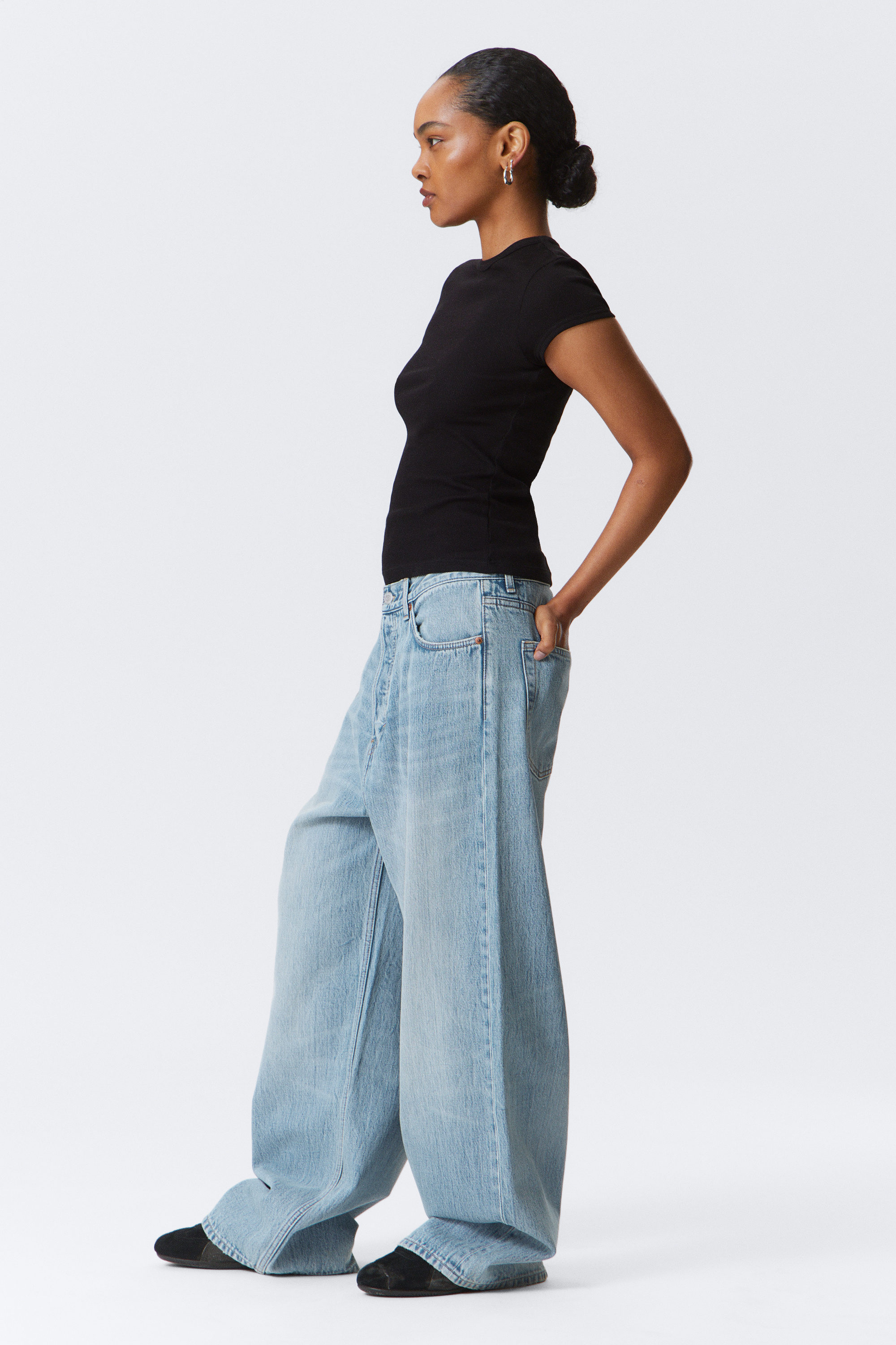 Blue Stream - Mittelblau - Astro Loose Baggy Leg Jeans - 14