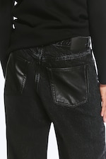 Black Rinse – svart - Astro mid waist baggy jeans i imitert skinn med lommer - 4