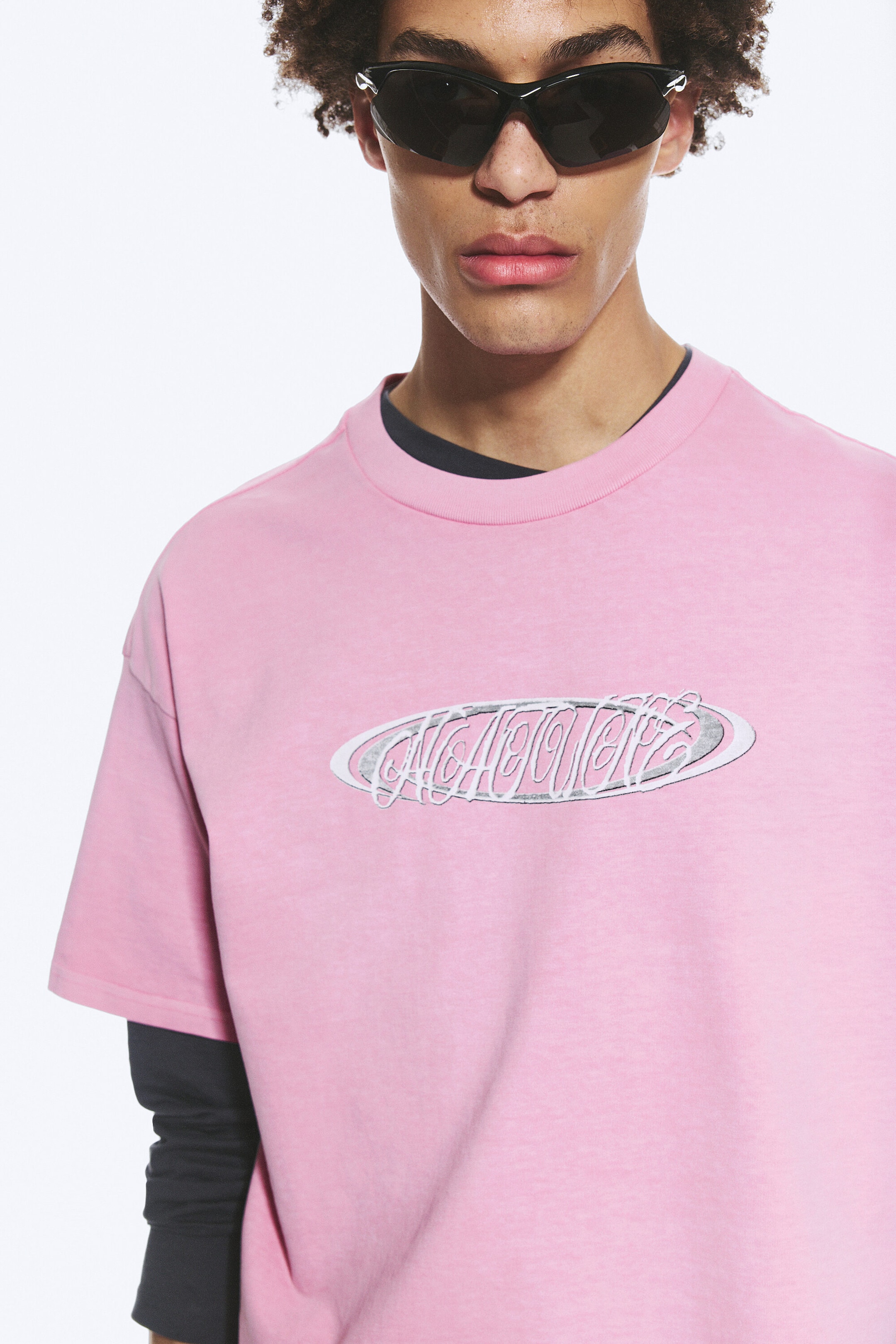 Pink - Boxy Printed Graphic T-shirt - 1