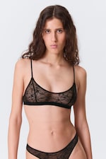 Noir - Soutien-gorge en dentelle tourbillonnante à encolure dégagée - 1