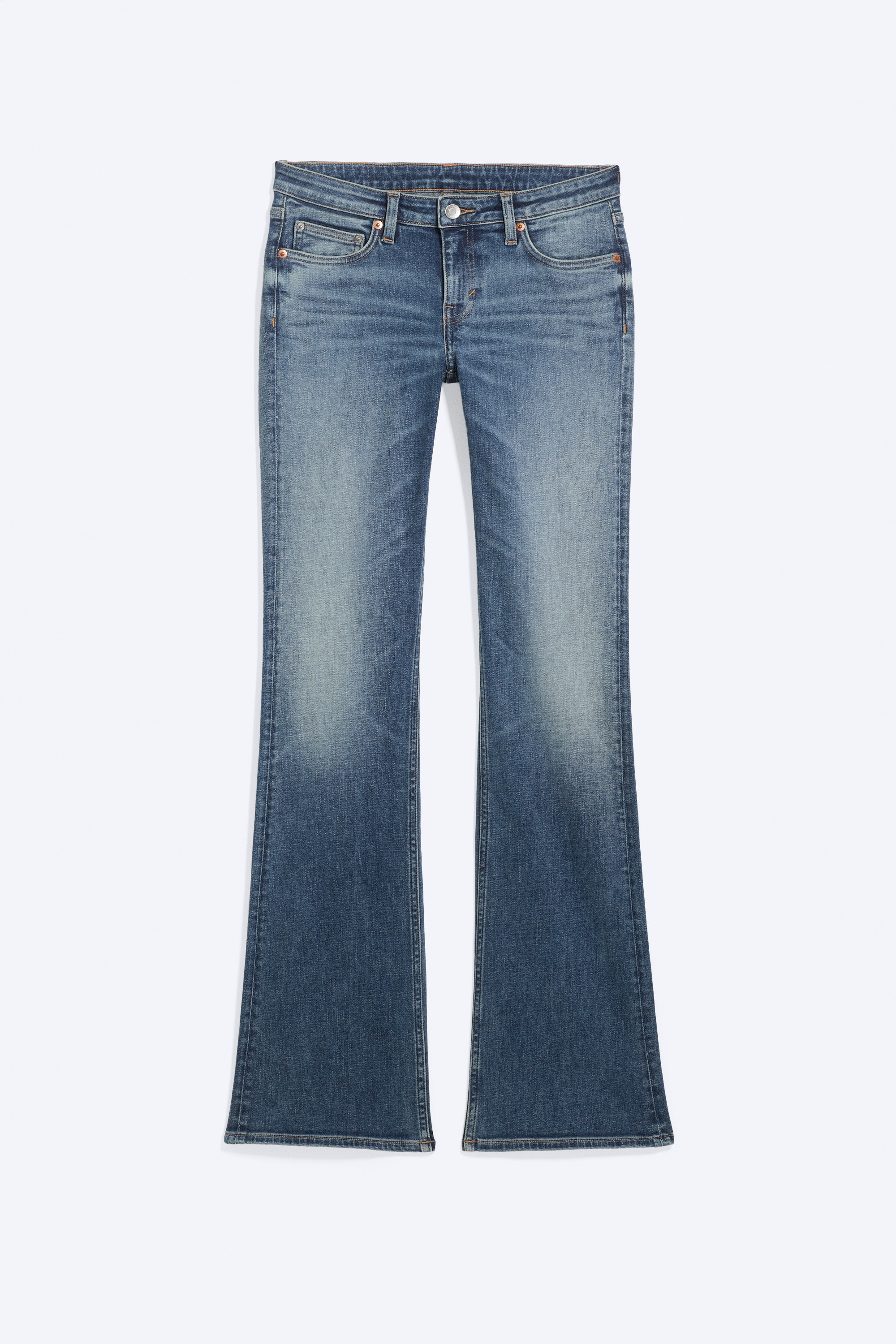 Luna Jeans Cintura Baixa Skinny Bootcut - Azul Cavalo-marinho - Azul Médio/Lavagem azul - Azul-escuro/Lavagem preta - Preto/Azul Ostra - Azul Médio