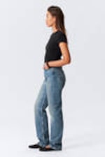 Iron Blue - Mittelblau - Rowe Super High Waisted Regular Straight Leg Jeans - 2
